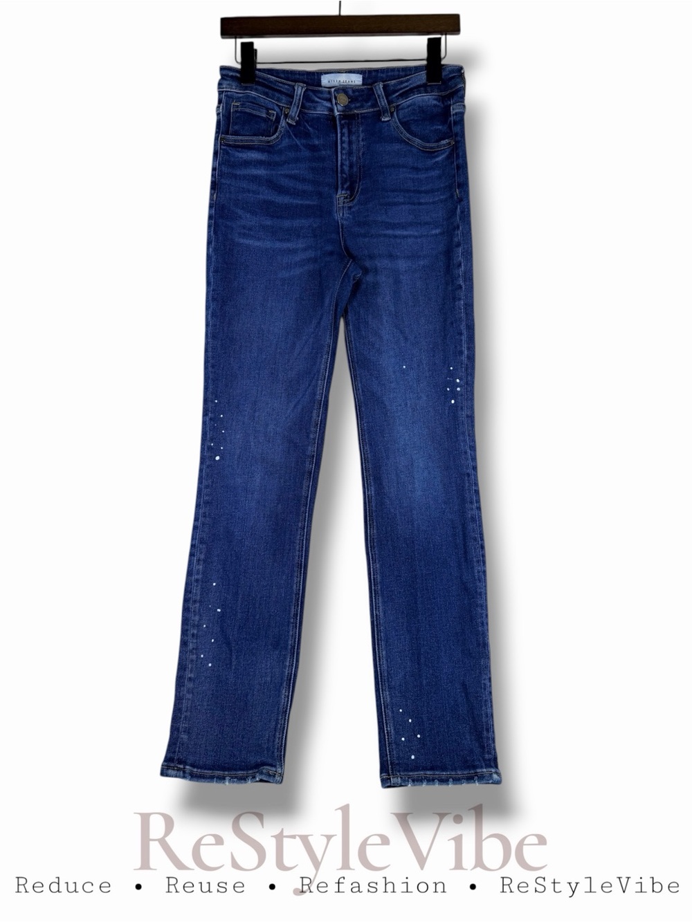 RISEN JEANS Women’s Size 7/28 Denim High Rise Straight Style Paint Splatter
